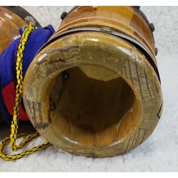 Vintage Double Connected Wooden Bongos Hand Drums Percussion Music Instrument - Picture 6 of 6